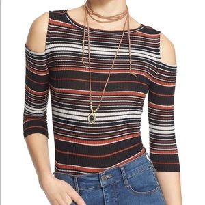 Free People Rory Stripe Cold Shoulder Top